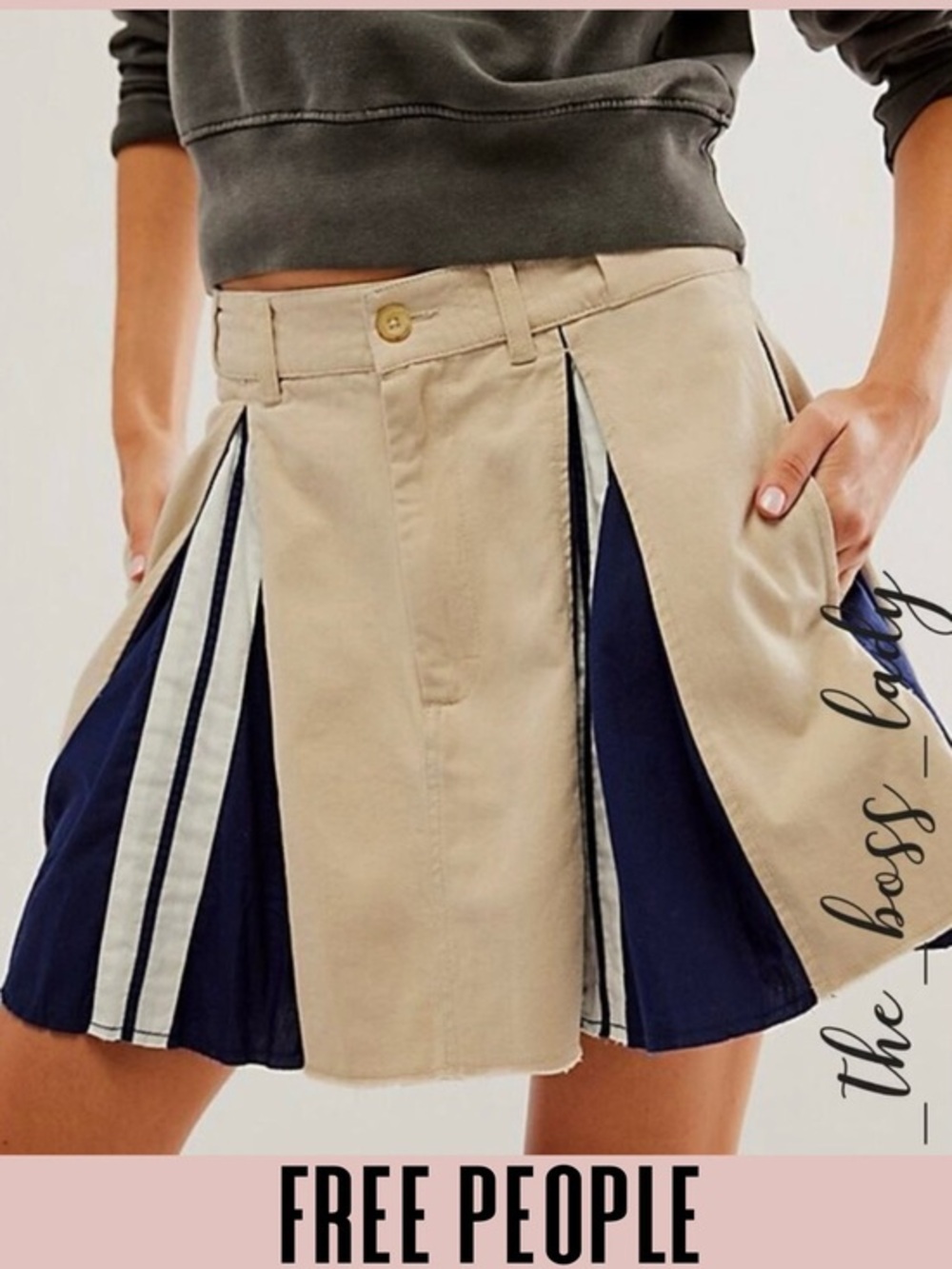 Free People skirt mini skirt pleated sporty denim striped
